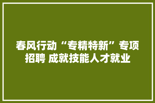 春风行动“专精特新”专项招聘 成就技能人才就业