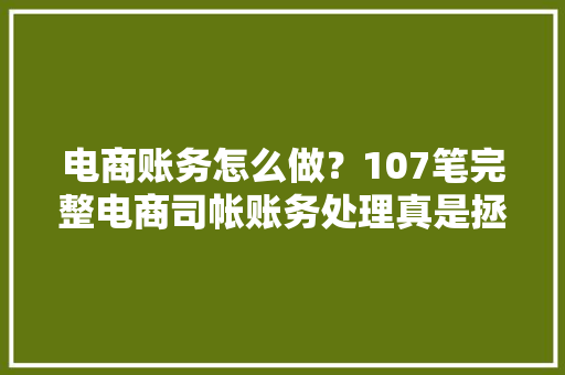 电商账务怎么做？107笔完整电商司帐账务处理真是拯救了我
