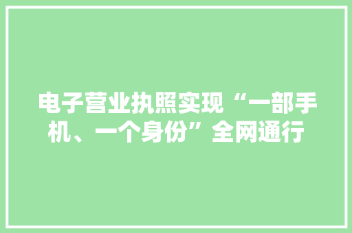 电子营业执照实现“一部手机、一个身份”全网通行