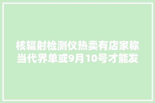 核辐射检测仪热卖有店家称当代界单或9月10号才能发货