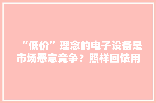 “低价”理念的电子设备是市场恶意竞争？照样回馈用户？