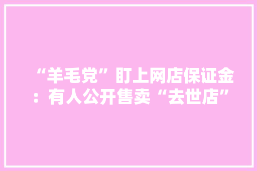 “羊毛党”盯上网店保证金：有人公开售卖“去世店”链接和赔付教程,担保金是什么意思。