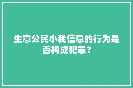 生意公民小我信息的行为是否构成犯罪？,公民征信官网查询。