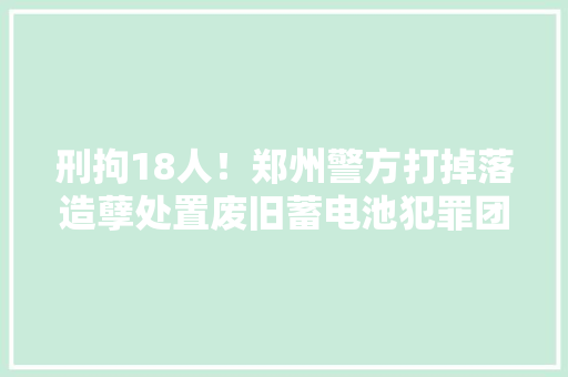 刑拘18人！郑州警方打掉落造孽处置废旧蓄电池犯罪团伙