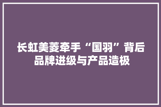 长虹美菱牵手“国羽”背后 品牌进级与产品造极