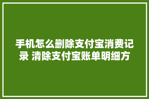 手机怎么删除支付宝消费记录 清除支付宝账单明细方法
