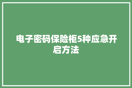 电子密码保险柜5种应急开启方法
