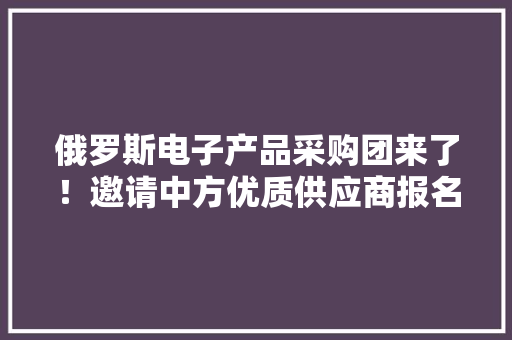 俄罗斯电子产品采购团来了！邀请中方优质供应商报名对接