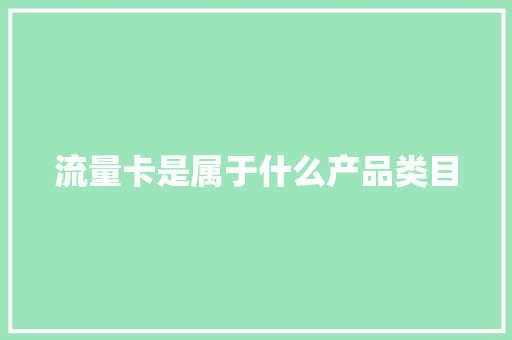 流量卡是属于什么产品类目