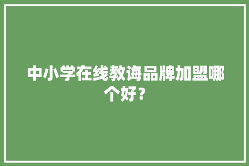 中小学在线教诲品牌加盟哪个好？