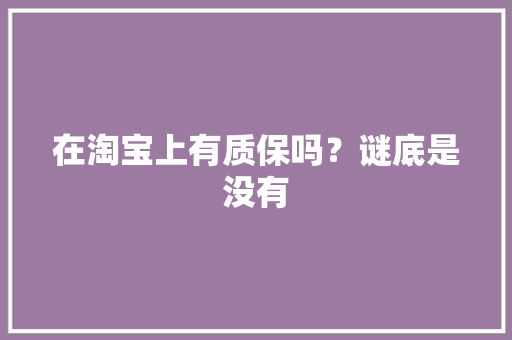 在淘宝上有质保吗？谜底是没有
