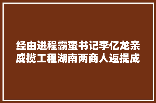 经由进程霸蛮书记李亿龙亲戚揽工程湖南两商人返提成被定新罪名