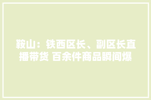 鞍山：铁西区长、副区长直播带货 百余件商品瞬间爆单