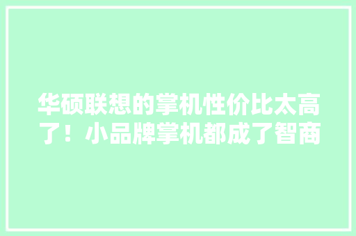 华硕联想的掌机性价比太高了！小品牌掌机都成了智商税？
