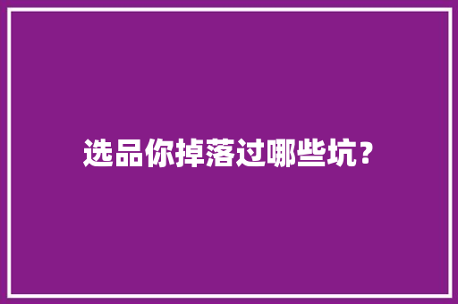 选品你掉落过哪些坑？