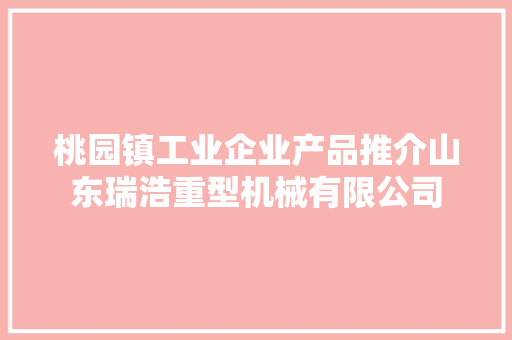 桃园镇工业企业产品推介山东瑞浩重型机械有限公司
