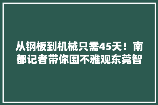 从钢板到机械只需45天！南都记者带你围不雅观东莞智能分娩现场