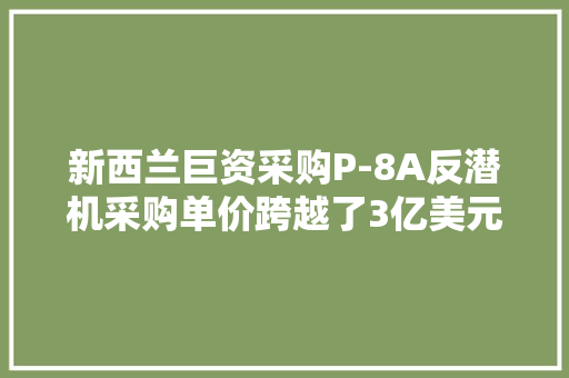 新西兰巨资采购P-8A反潜机采购单价跨越了3亿美元