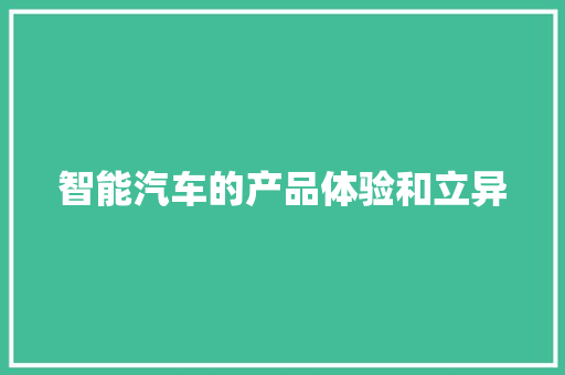 智能汽车的产品体验和立异