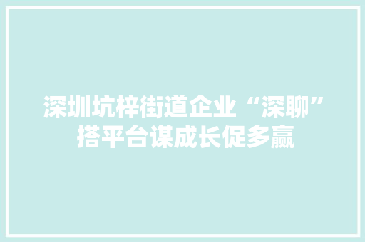 深圳坑梓街道企业“深聊” 搭平台谋成长促多赢
