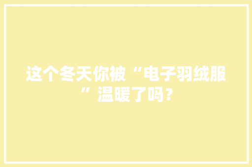 这个冬天你被“电子羽绒服”温暖了吗？