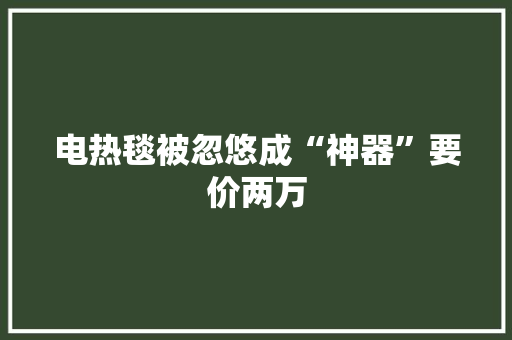 电热毯被忽悠成“神器”要价两万