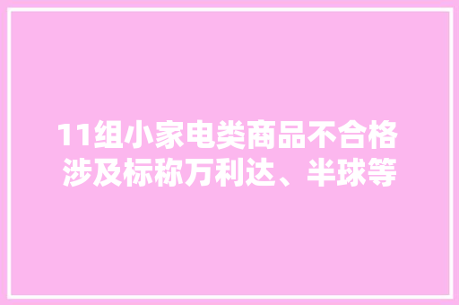 11组小家电类商品不合格 涉及标称万利达、半球等