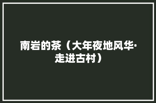 南岩的茶（大年夜地风华·走进古村）