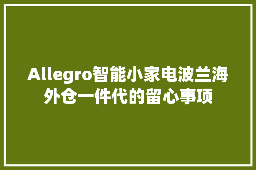 Allegro智能小家电波兰海外仓一件代的留心事项