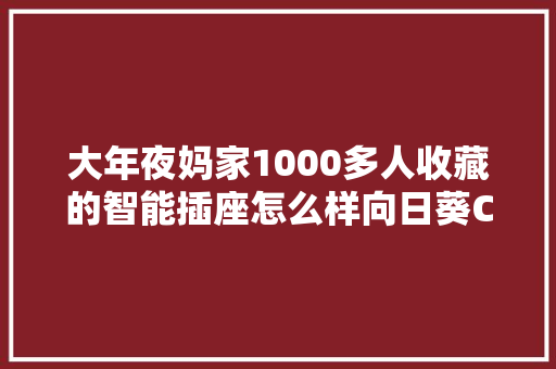 大年夜妈家1000多人收藏的智能插座怎么样向日葵C1 PRO轻体验