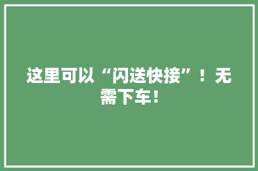 这里可以“闪送快接”！无需下车！