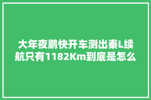 大年夜鹏快开车测出秦L续航只有1182Km到底是怎么测的？