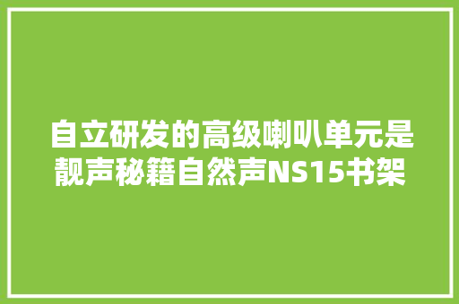 自立研发的高级喇叭单元是靓声秘籍自然声NS15书架箱
