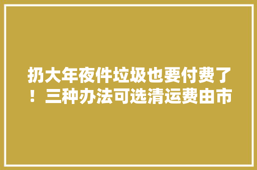 扔大年夜件垃圾也要付费了！三种办法可选清运费由市场调节