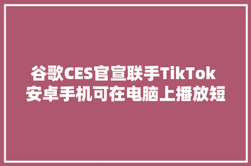 谷歌CES官宣联手TikTok 安卓手机可在电脑上播放短视频