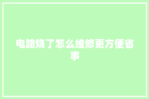 电路烧了怎么维修更方便省事
