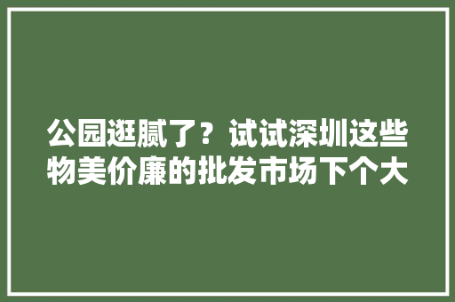 公园逛腻了？试试深圳这些物美价廉的批发市场下个大年夜佬就是你