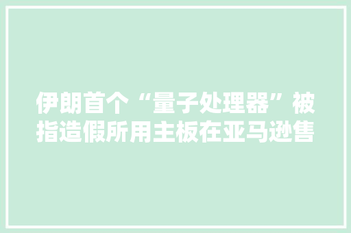 伊朗首个“量子处理器”被指造假所用主板在亚马逊售价700欧元