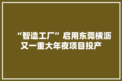 “智造工厂”启用东莞横沥又一重大年夜项目投产