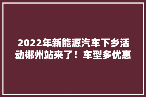 2022年新能源汽车下乡活动郴州站来了！车型多优惠多,新能源汽车十大名牌。