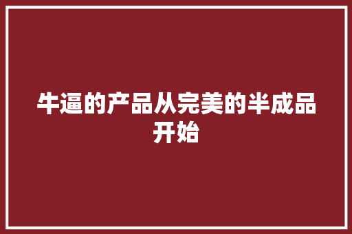 牛逼的产品从完美的半成品开始
