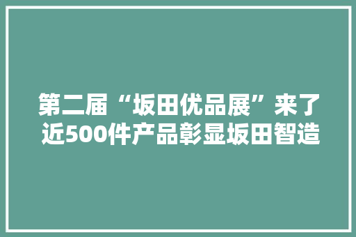 第二届“坂田优品展”来了 近500件产品彰显坂田智造实力,坂田集团商务中心。