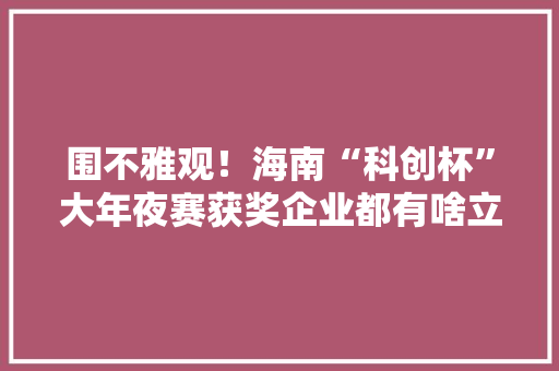 围不雅观！海南“科创杯”大年夜赛获奖企业都有啥立异点子？