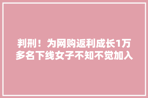 判刑！为网购返利成长1万多名下线女子不知不觉加入传销