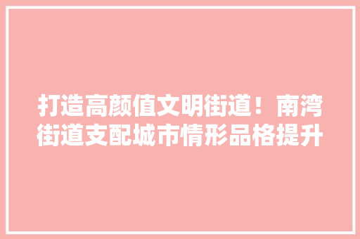 打造高颜值文明街道！南湾街道支配城市情形品格提升工作