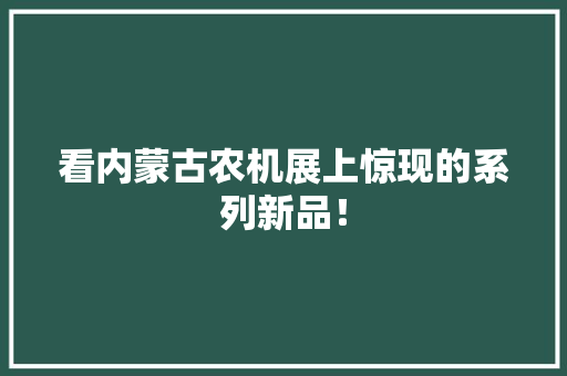 看内蒙古农机展上惊现的系列新品！