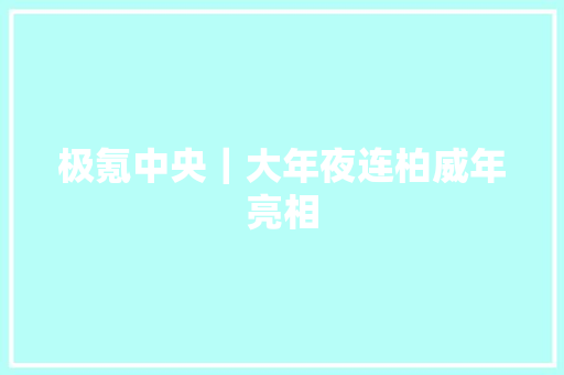 极氪中央｜大年夜连柏威年亮相