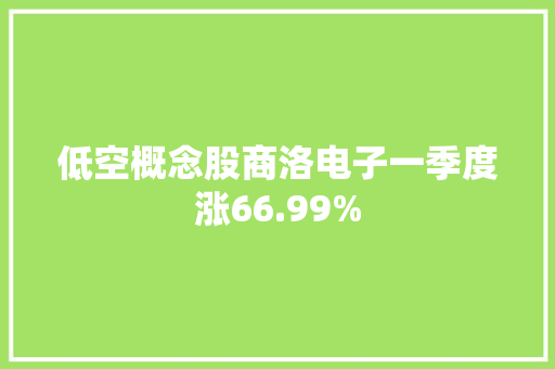 低空概念股商洛电子一季度涨66.99%