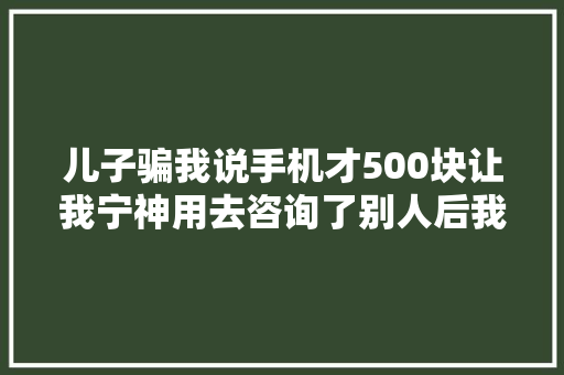 儿子骗我说手机才500块让我宁神用去咨询了别人后我冲动流泪