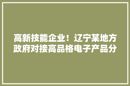 高新技能企业！辽宁某地方政府对接高品格电子产品分娩扩建项目